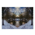 thumbnail image 1 of Landscape Cutting Board, Snowy Winter Park Trees Heart Shape Lake River Sunset View Symmetrical Art, Decorative Tempered Glass Cutting and Serving Board, in 3 Sizes, by Ambesonne, 1 of 2
