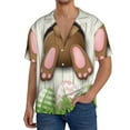 thumbnail image 3 of Xecao offers the Brown Bunny for Men's Casual Short-sleeved Shirt, a button-up collared shirt with a pocket, perfect for beach vacations and yacht travel in the Small size., 3 of 7