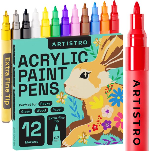 Marcadores Acrílicos con Punta Extrafina para Madera, Rocas, Piedra, Cerámica, Vidrio, Lienzo Juego