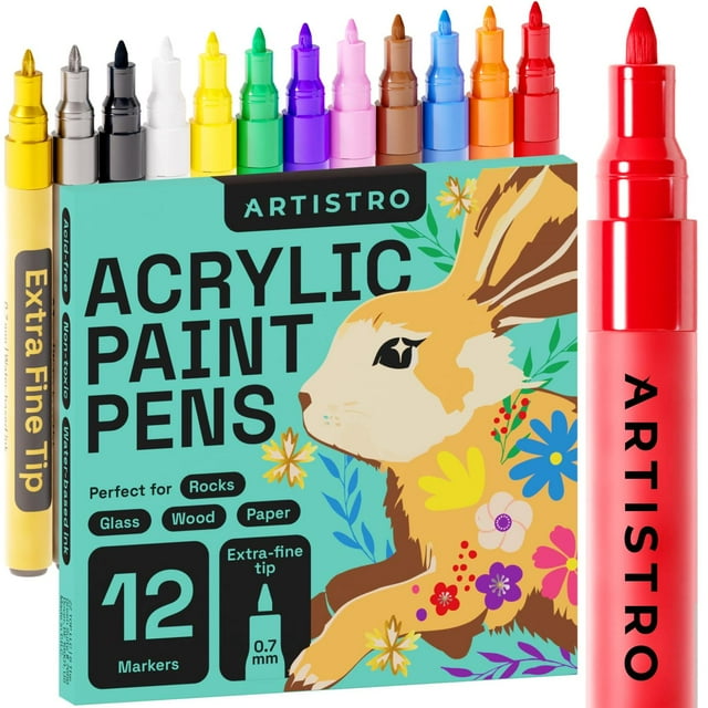 Marcadores Acrílicos con Punta Extrafina para Madera, Rocas, Piedra, Cerámica, Vidrio, Lienzo Juego
