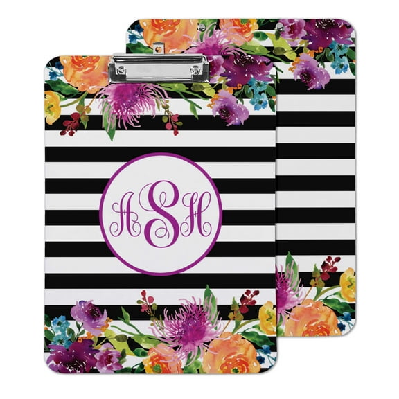 Printtoo Personalized Clipboard For Students Classroom School and Office Use Hardboard Letter Size w/ Low Profile Clip w/ Free Marker & Eraser,Floral-9x12.5 Inch