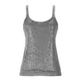 thumbnail image 7 of ICHUANYI Women Round Neck Sequin Top Strape Top Going Out Party Outfits Fashionable Temperament Top, 7 of 7