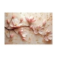 thumbnail image 5 of Mudket Framed Canvas Wall Art Ready to Hang, White Magnolia Gold Branch Flake Print, Luxury Floral Wall Decor Canvas Artwork for Entryway Bedroom Living Room, Bloom Pictures - 12"L x 8"W, 5 of 10