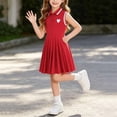 thumbnail image 4 of DJDLJWCJ Girls School Uniform Dress 1-8 Solid Color Button polo Dress Stretch Soft Summer Casual Sleeveless Dress Red Size 12M, 4 of 9