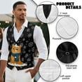 thumbnail image 6 of Yuyamidu Cat Suit Vests for Men Size XL Christmas Casual Formal Dress Vest Snowflake Business Slim Fit Waistcoat Vest with 3 Real Pockets for Suits Tuxedo, 6 of 7