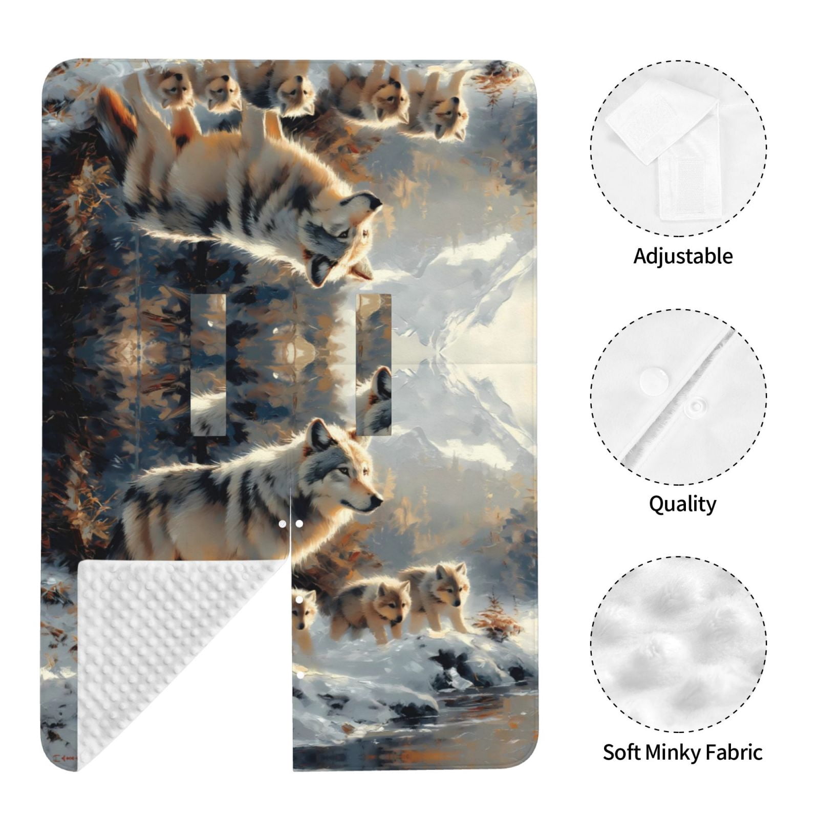 Car Seat Cover Baby - Wolf Family Winter Wonderland Breathable Infant Car Seat Cover for Baby Carseat, Lightweight Comfort Baby Essentials Must Haves Newborn Stuff for Girl Boy