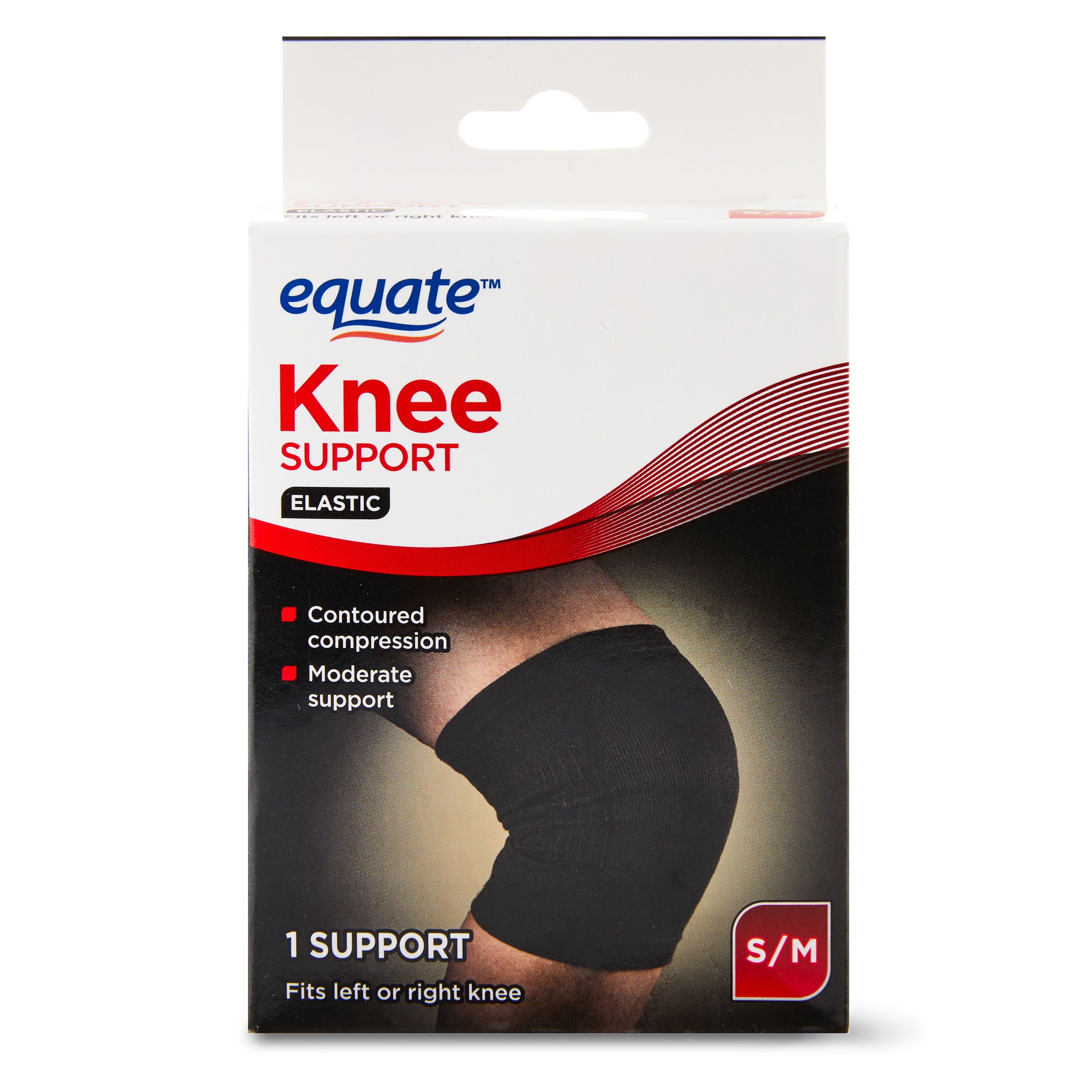 Equate Knee Compression Support, Black, Unisex, Small / Medium