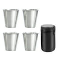 thumbnail image 1 of Unbranded Ensemble de 4 Tasses à Shot en Acier Inoxydable avec Sac en Cuir, 1 of 7
