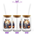 thumbnail image 2 of Happy Halloween Vampire Maine Coon BOO with Pumpkins Fun and Spooky 16oz Glass Cup Mug Cat Lover Kitten Owner Gifts Glass Can with Bamboo Lid and Straw - 00018, 2 of 5