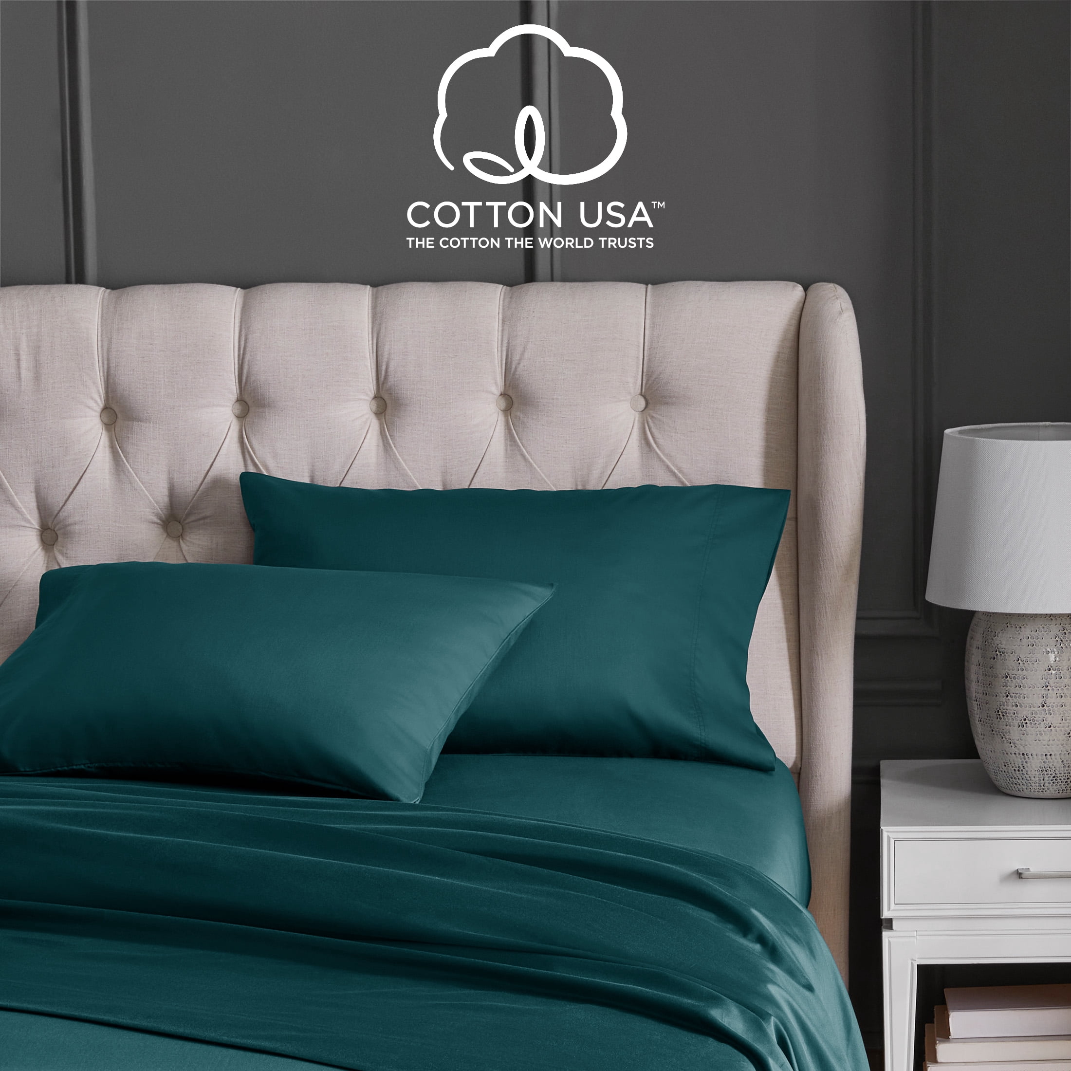 Hotel Style 6-Piece 1000 Thread Count, Dark Green, U.S. Grown Cotton Rich Blended Luxury, Bed Sheet Set, King