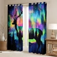 thumbnail image 2 of Homewish Wild Deer Silhouette Black Out Curtains,Jungle Animal Curtains Pack of 2 (42x63 Each),Colorful Aurora Starry Sky Bedroom Curtains For Boys Kids,Breathable Home Decor, 2 of 6