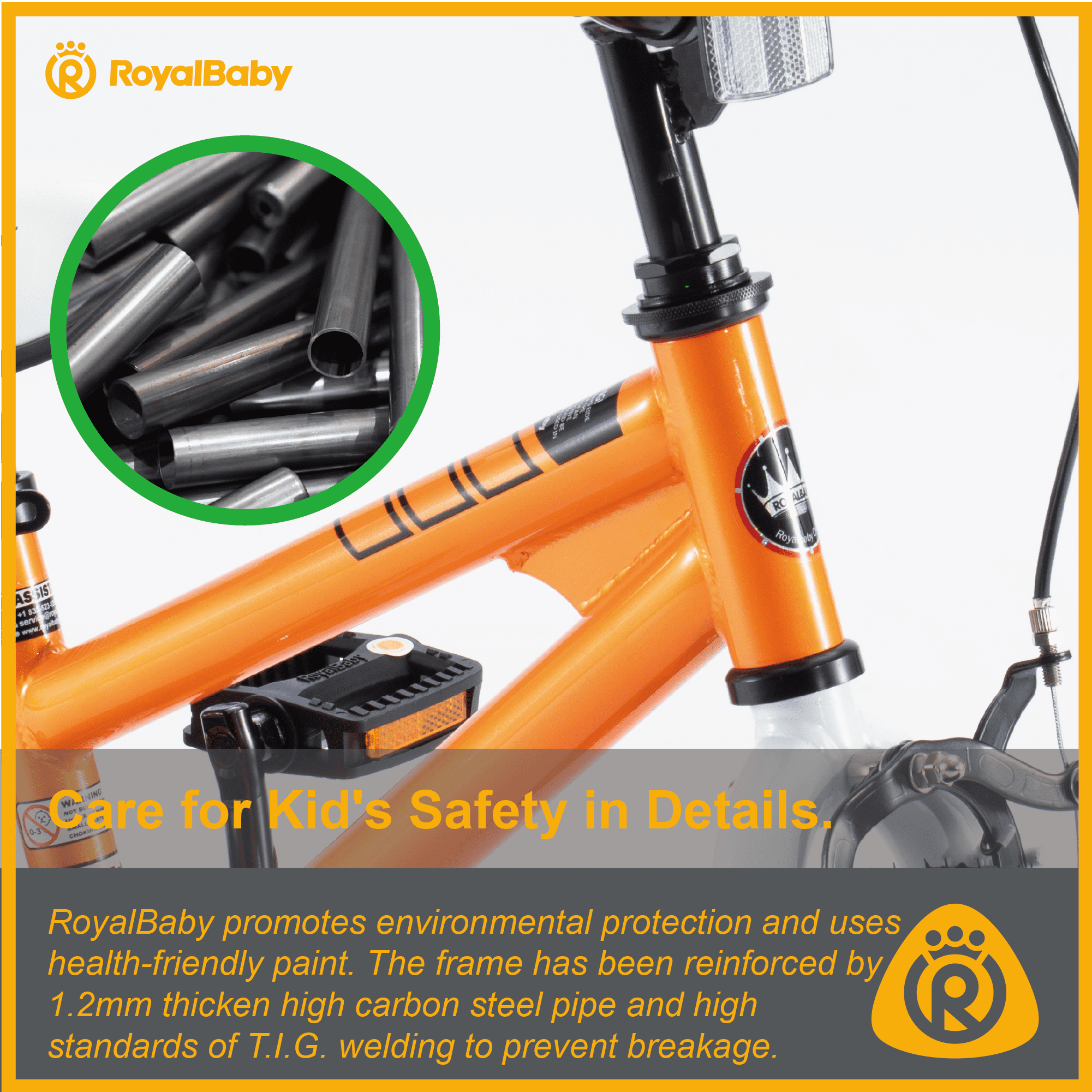 Royalbaby Freestyle 18" Kids Bicycle for Boys Girls, Ages 6-9 Years, Orange