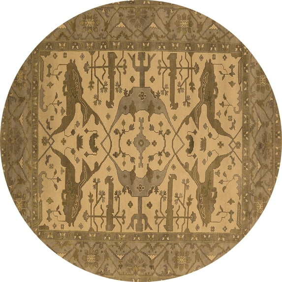 Ahgly Company Indoor Round Oriental Brown Industrial Area Rugs, 6' Round