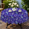 thumbnail image 4 of Paisley and Floral Purple Pattern Round Tablecloth 60"x60", Wrinkle Resistant Wipeable Table Cover for Kitchen Dining Room Picnic Patio and Party, 4 of 6