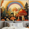 thumbnail image 2 of Fenyluxe  70s Vintage Sun Rainbow Tapestry Vintage Retro Mushroom Boho Funky Floral Abstract Aesthetic Groovy Wall Hanging Bedroom Living Room Dorm Decor Fabric 40x30inch, 2 of 6
