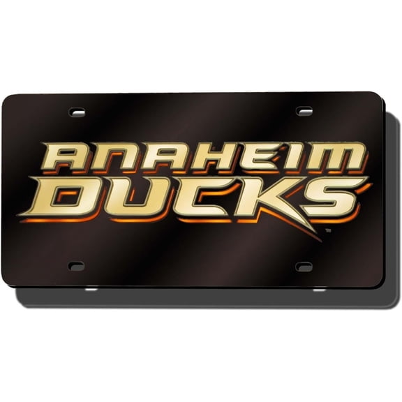 Anaheim Hockey Ducks Black Mirror Look Acrylic License Plate Laser Tag