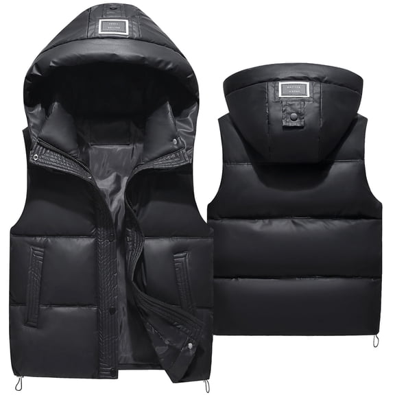 FEOYA Clearance Boys Vest Girls Winter Puffer Vest Zip Up Sleeveless Down Jacket Toddler Warm Outerwear Solid Color Spring Waistcoat 3-4 Years Black
