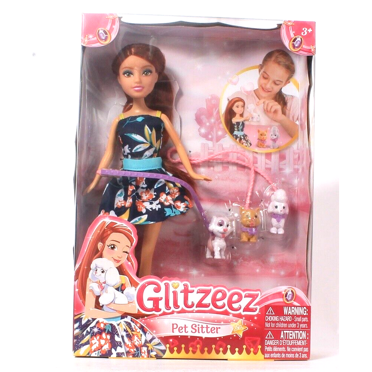 Zuru Glitzeez Pet Sitter 10.5 Inch Doll With 3 Puppies