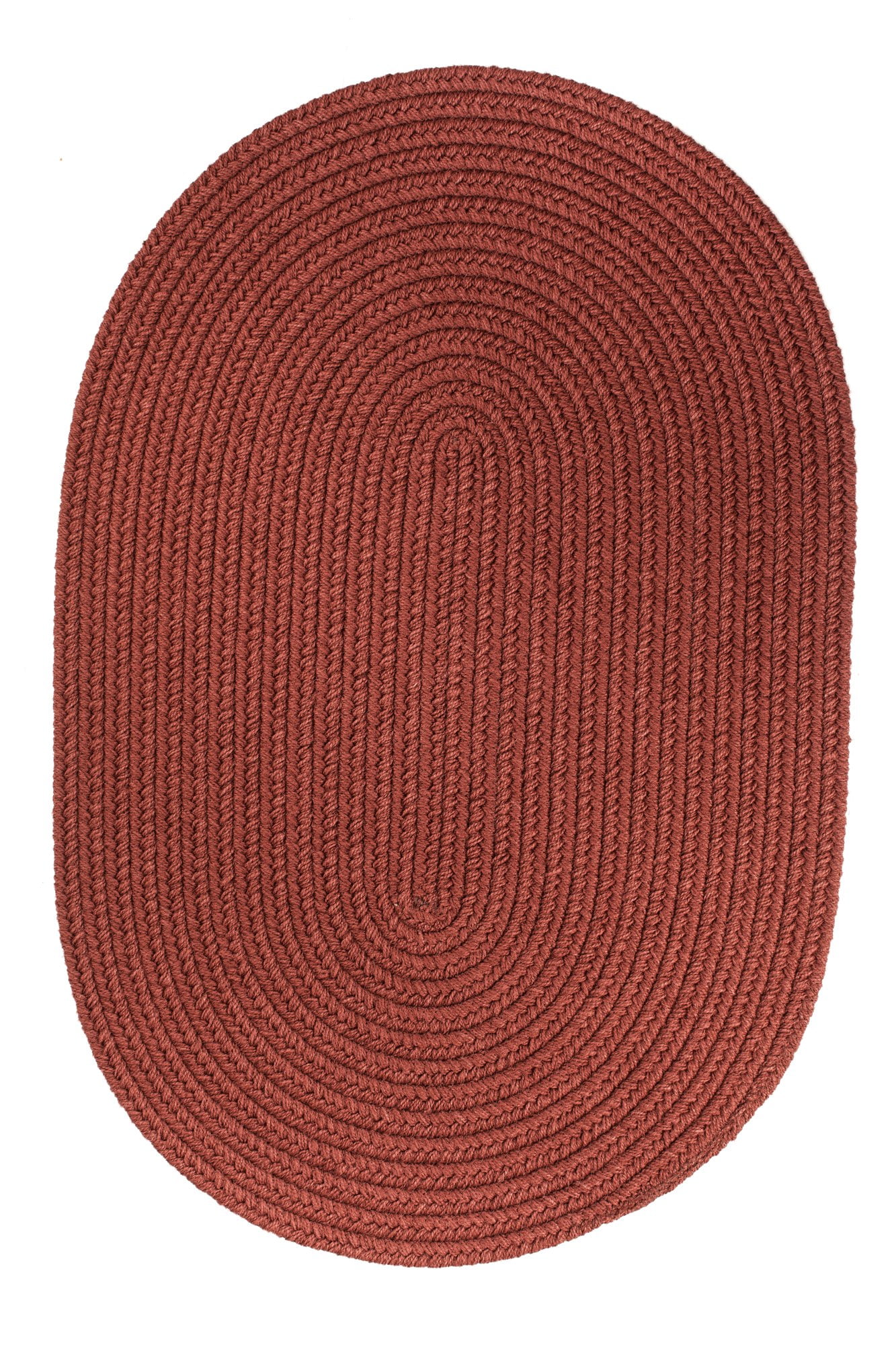 Indoor/Outdoor Solid Red Area Rug, Braided Textured Design, 2Ft. X 3Ft. Oval Reversible Carpet