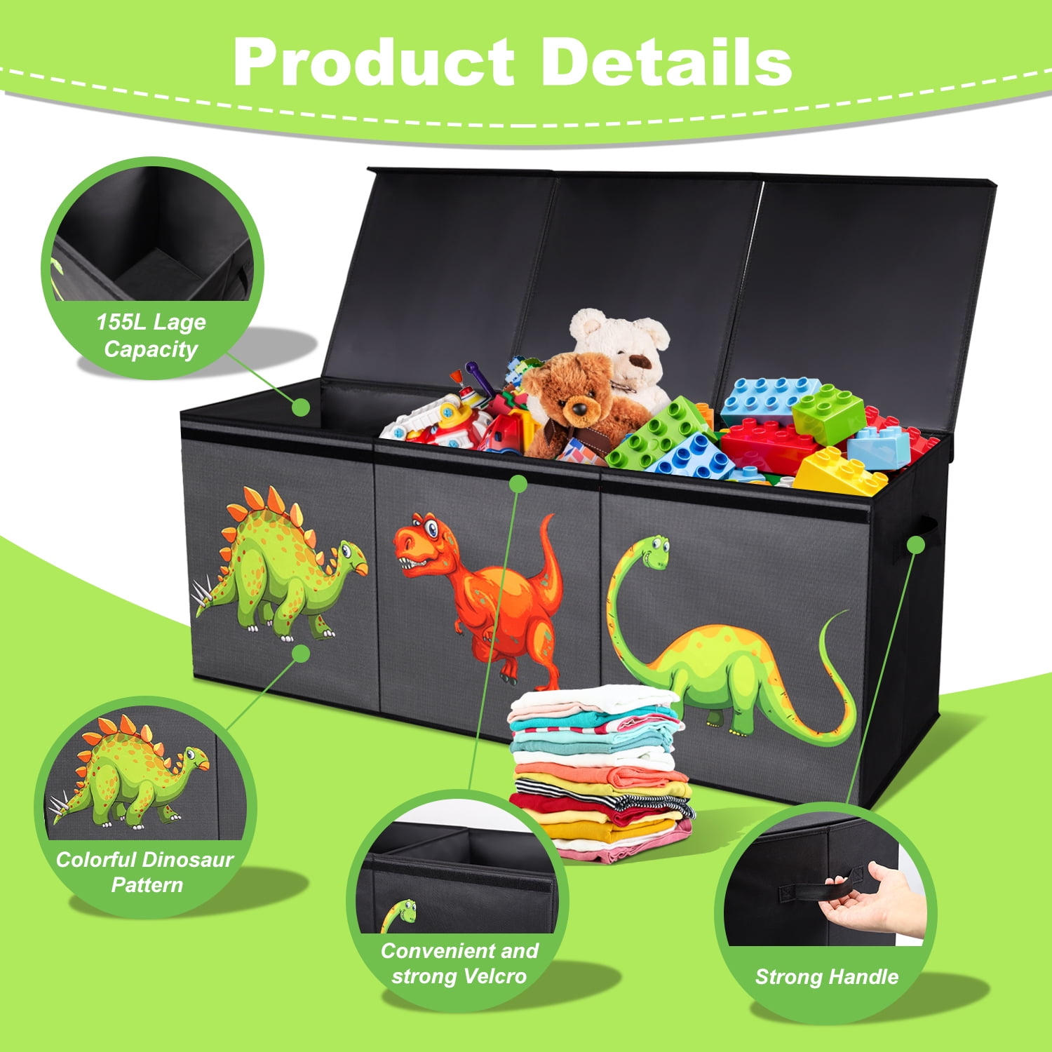 Toy Storage Chest, Large Kids Toy Box Chest Storage with Lids,40.6X16.5X14.2"Toy Storage Organizer,Collapsible Sturdy Storage Bins Organizer for Nursery Room, Playroom,Closet,Home Organization,School