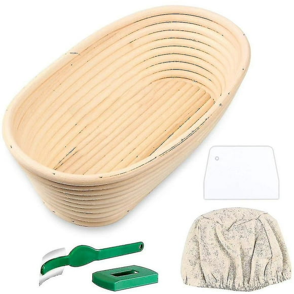 Oval Bread Proofing Basket, Handmade Banneton Bread Proofing Basket Brotform With Bread Lame, Dough