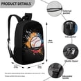 thumbnail image 3 of Uorisanigo Baseball Print School Backpack with Lunch Box Pencil Bag Pen Case Sports Bottle Cover, Set of 4, Large Capacity Travel Rucksack for Sports, Camping, Outdoor, 3 of 7
