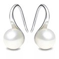 thumbnail image 3 of K-KED New 8/10/12/14/16mm White South Sea Shell Pearl Silver Hook Dangle Earrings-16 mm, 3 of 6