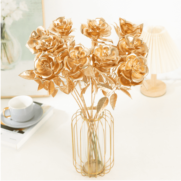 Xiao Hua 6 rosas artificiales de tres cabezas, flores falsas, flores artificiales para decoración de bodas