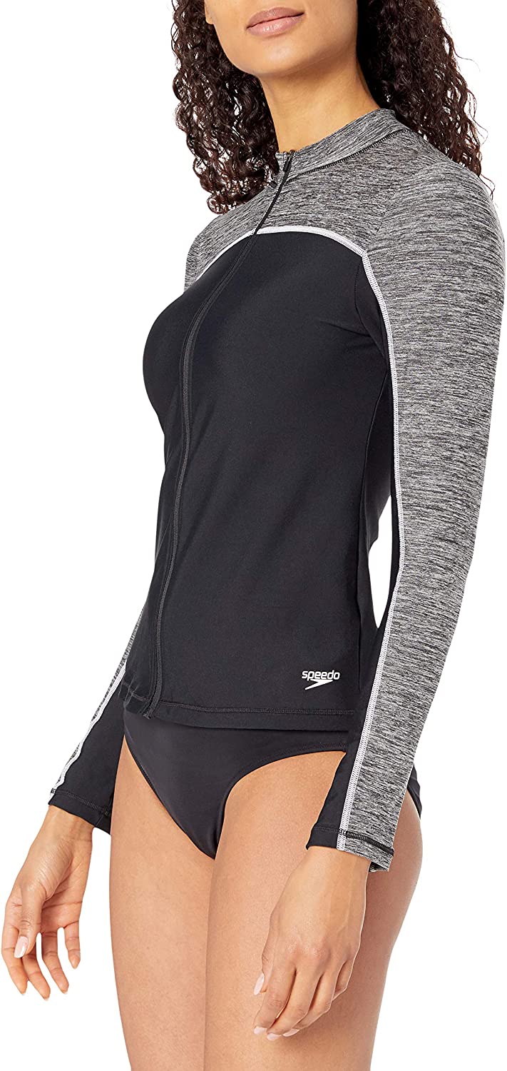 Speedo Womens Uv Swim Shirt Long Sleeve Full Zip Front Rashguard Walmart Canada