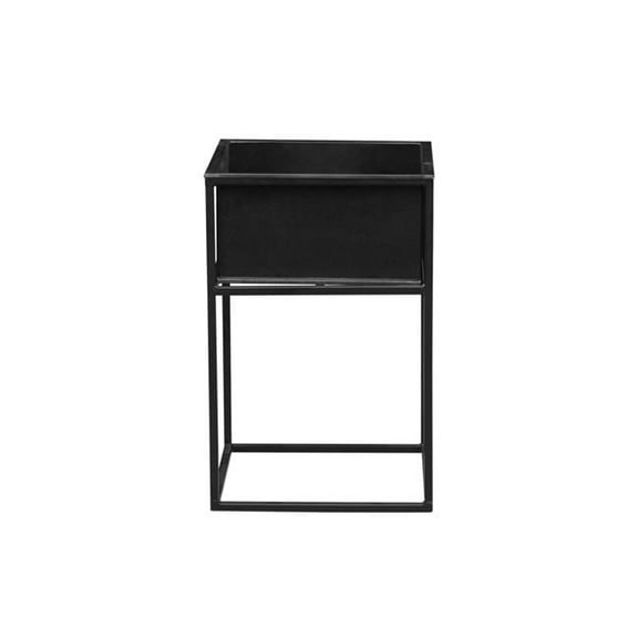 Black Matte Metal on Iron Legs Square Plant Stand
