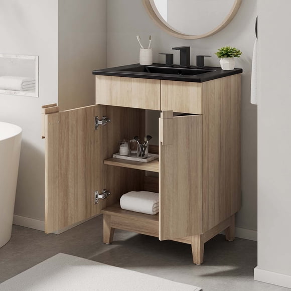 Modway Miles 24” Bathroom Vanity in Black Oak