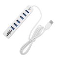thumbnail image 2 of Injueey Universal Mini USB Hub 2.0 Divisor USB de alta velocidad Adaptador de concentrador de 6 puertos con lector de tarjetas TF para Juegos de teclado y mouse para computadora Blanco, 2 of 6