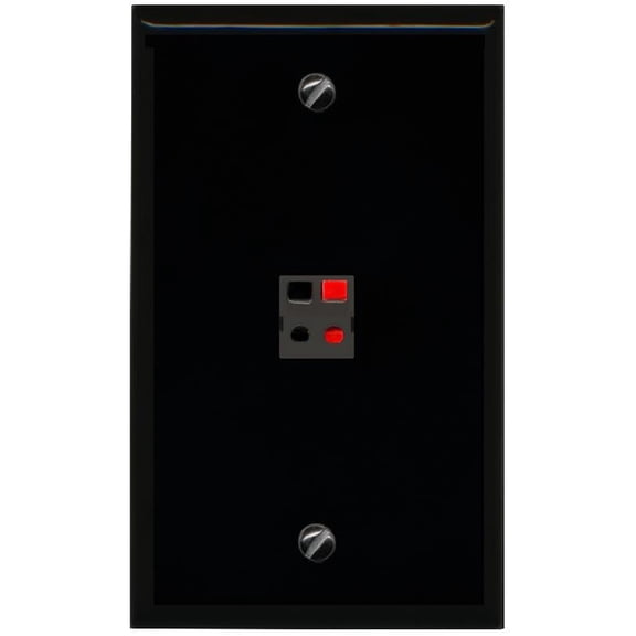 RiteAV 1 Port Speaker Wire Plug Jack Wall Plate - Flat [Black/Black]
