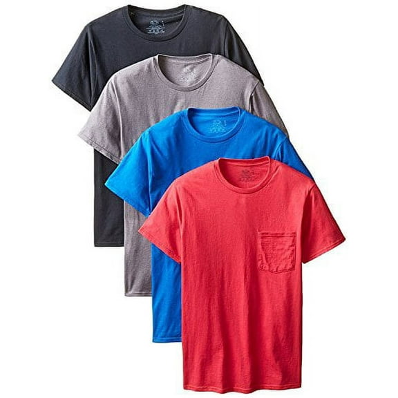 Fruit of The Loom Men's 4-Pack Pocket Crew-Neck T-Shirt - Colors May Vary (Assorted Colors, Medium)