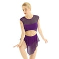 thumbnail image 3 of YEAHDOR Womens Sleeveless Mesh Ballet Gymnastics Leotard Dress Cut Out Front Asymmetric Hem Ballerina Dancewear Dark_Purple Large, 3 of 7