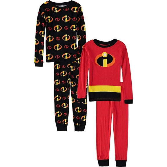 Disney Incredibles 4 PC Long Sleeve Tight Fit Cotton Pajama Set Boy Size 4
