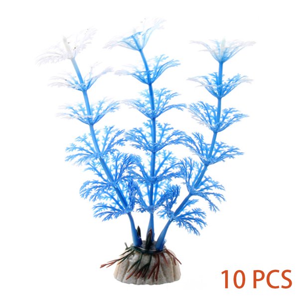 Worallymy 10 unids/pack plantas de plástico artificiales simulación subacuática hierba de agua para acuario pecera decoración azul blanco Worallymy JD735808343