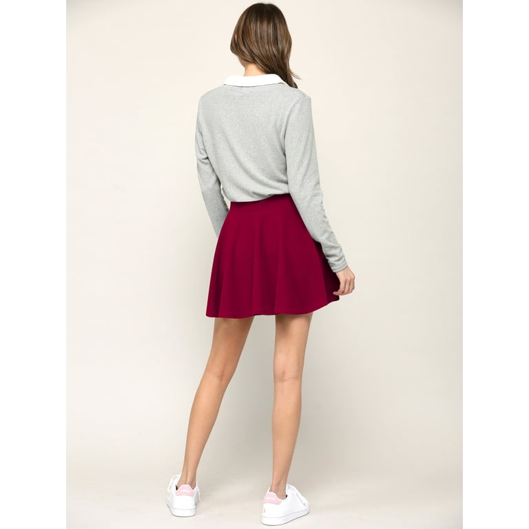 Maroon newest mini skirt outfit