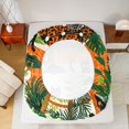 thumbnail image 4 of Manfei Folk Black Cat Fitted Sheet Full, Boho Houseplant Bed Set, Orange Green, 3pcs, 1 Fitted Sheet and 2 Pillowcases, 4 of 6
