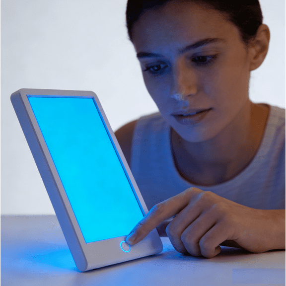 Blue Light Therapy Lamp - UV-Free Adjustable LED Energy Lamp with Auto Timer, 10,000 Lux Equivalent Brightness for Boosting Mood & Energy, Compact Desktop Light for Home and Office