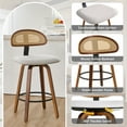 thumbnail image 3 of 360° Swivel Rattan Bar Stools Set of 2, Counter Height Modern Kitchen Island Stools With Footrest, Uphostered Cushion, Comfortable Durable, Grey, 3 of 5