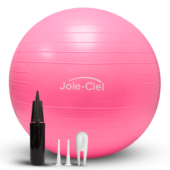 Joie-Ciel Exercise Ball with Pump 75cm, Anti-Burst Yoga Ball for Heights 6'2"+, Stability Balance Ball for Pilates, Pregnancy, Core Workout & Office Chair - Pink