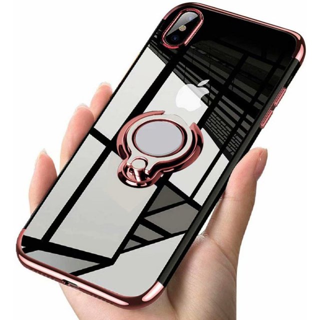 Conçu pour iPhone Xs MAX Coque Transparente 6.5 Mince Anneau Réglable à 360° en TPU Souple Anti-Rayures Antichoc Protection Contre les Impacts pour Support de Voiture Magnétique