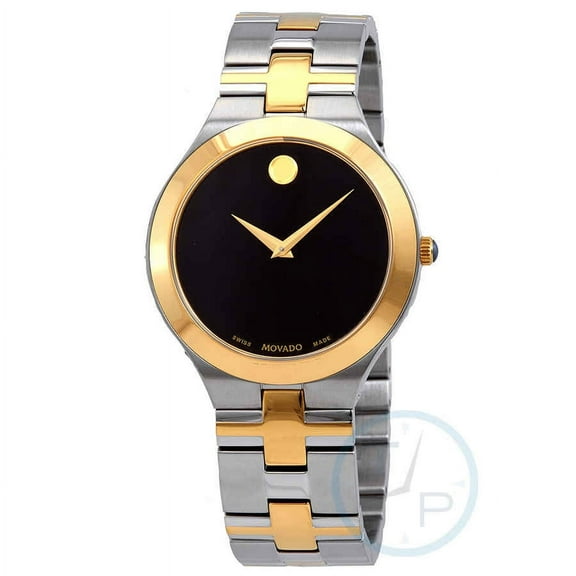 Movado Juro Quartz Black Dial Two-tone Men's Watch 0607443