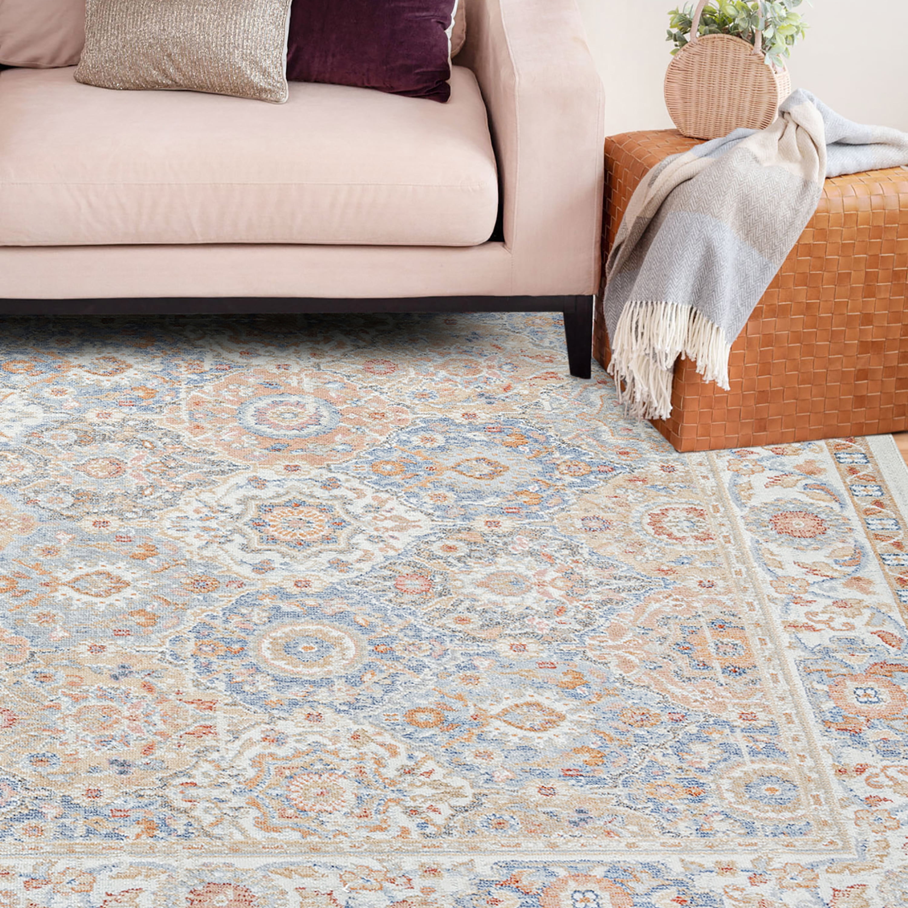 Allure Traditional 5' x 7' Cream and Gray Polypropylene Indoor Area Rug