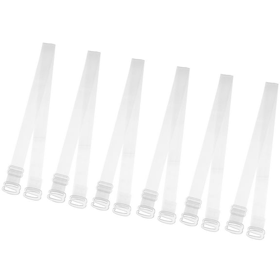 Vocoste 3 Pair Non-Slip Adjustable Invisible Clear Bra Shoulder Strap with Plastic Hook Transparent 12mm