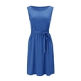 thumbnail image 3 of Ruyang 2024 Women's Summer Casual Dresses Elegant Round Neck Sleeveless Casual Midi A-Line Swing Dress with Pockets, 3 of 7