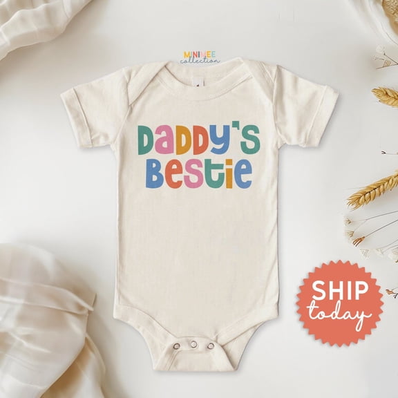 Daddy'S Bestie Onesie, Daddy Is My Bestie Baby Bodysuit For, Fathers Day Baby Outfit, Baby Announcement Clothes, Cute Baby Onesie, BABY BODYSUIT LAT 4424