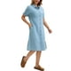 thumbnail image 4 of Vestido de camisa de mezclilla para mujer INSPIRE CHIC, de manga corta, con botones, vestido midi casual, azul claro, 2XL, 4 of 5
