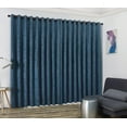 thumbnail image 2 of Evelyn - Wall-to-Wall Extra Wide Embossed Blackout Grommet Curtain Panels with 2 Rope Tiebacks - Ideal for Window Decor or Room Divider (2 Panels 108" W x 108" L Each, Teal), 2 of 4